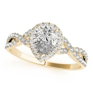 Twisted Pear Diamond Engagement Ring 14k Yellow Gold 1.50ct - All