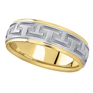 Men's Carved 14k Two-Tone Wedding Band 7mm - All
