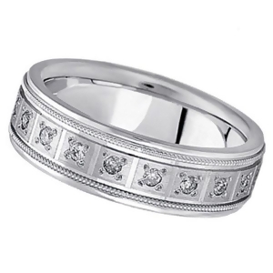 Pave-set Diamond Wedding Band in 14k White Gold for Men 0.40 ctw - All