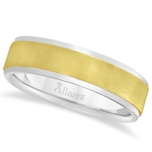 Comfort-fit Two-Tone Carved Wedding Band 7mm - All