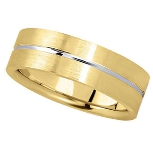 Men's Carved 14k Two-Tone Wedding Band 7mm - All