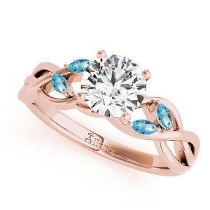 Round Blue Topaz Vine Leaf Engagement Ring 18k Rose Gold 1.50ct - All