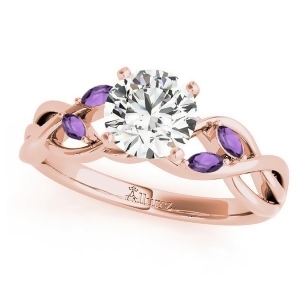 Twisted Round Amethysts Vine Leaf Engagement Ring 18k Rose Gold 1.50ct - All