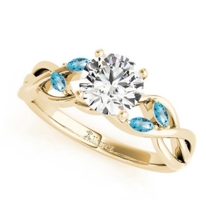 Round Blue Topaz Vine Leaf Engagement Ring 18k Yellow Gold 1.50ct - All