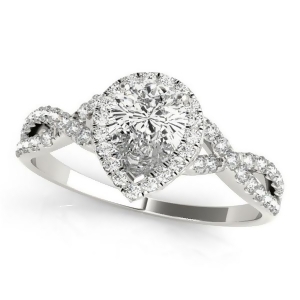 Twisted Pear Diamond Engagement Ring 18k White Gold 1.50ct - All