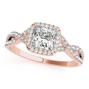 Twisted Princess Diamond Engagement Ring 18k Rose Gold 1.00ct - All