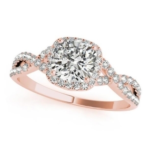 Twisted Cushion Diamond Engagement Ring 18k Rose Gold 1.00ct - All