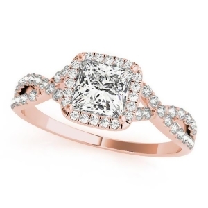 Twisted Princess Diamond Engagement Ring 18k Rose Gold 1.50ct - All