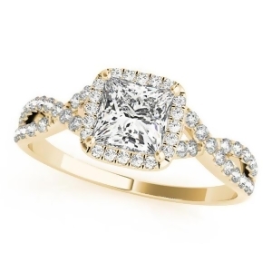 Twisted Princess Diamond Engagement Ring 18k Yellow Gold 0.50ct - All