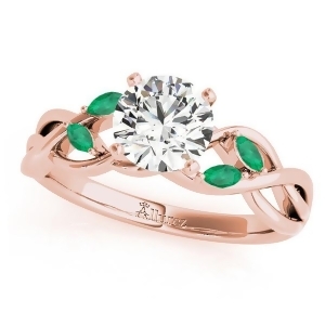 Twisted Round Emeralds Vine Leaf Engagement Ring 18k Rose Gold 1.50ct - All