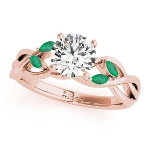 Twisted Round Emeralds Vine Leaf Engagement Ring 18k Rose Gold 1.00ct - All