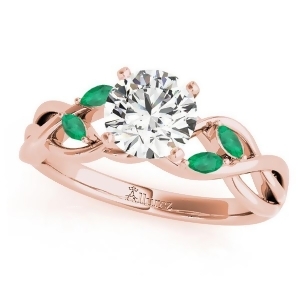 Twisted Round Emeralds Vine Leaf Engagement Ring 18k Rose Gold 0.50ct - All