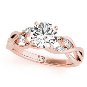 Twisted Round Diamonds Vine Leaf Engagement Ring 14k Rose Gold 0.50ct - All