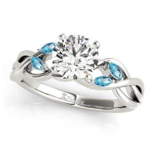 Twisted Round Blue Topaz Vine Leaf Engagement Ring Platinum 0.50ct - All