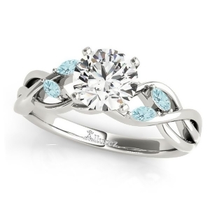 Twisted Round Aquamarines Vine Leaf Engagement Ring Platinum 1.50ct - All