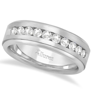 Men's Channel Set Diamond Ring Wedding Band in Platinum 1/4ct - All