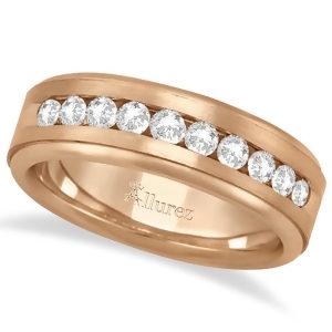 Men's Channel Set Diamond Ring Wedding Band 18kt Rose Gold 1/4ct - All