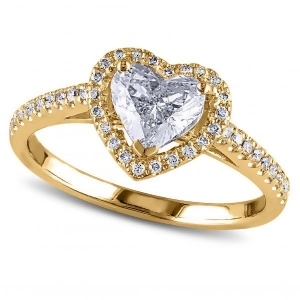 Heart Shaped Diamond Halo Engagement Ring in 14k Yellow Gold 1.50ct - All
