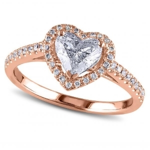 Heart Shaped Diamond Halo Engagement Ring in 14k Rose Gold 1.50ct - All