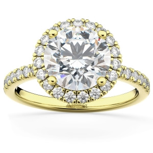 Diamond Accented Halo Engagement Ring Setting 14K Yellow Gold 0.50ct - All