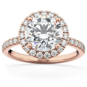 Diamond Accented Halo Engagement Ring Setting 14K Rose Gold 0.50ct - All
