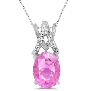 Pink Sapphire and Diamond Solitaire Pendant 14k White Gold 1.40tcw - All