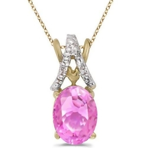 Pink Sapphire and Diamond Solitaire Pendant 14k Yellow Gold 1.40tcw - All
