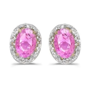 Diamond and Pink Sapphire Earrings 14k Yellow Gold 1.10ct - All