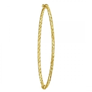 Twist Hinged Bangle Bracelet in Plain Metal 14k Yellow Gold - All