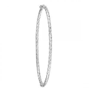 Twist Hinged Bangle Bracelet in Plain Metal 14k White Gold - All