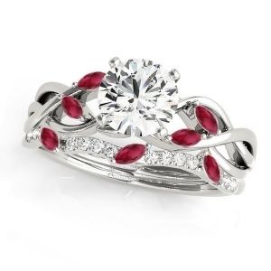 Twisted Round Rubies and Diamonds Bridal Sets Platinum 0.73ct - All