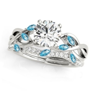 Twisted Round Blue Topazes and Diamonds Bridal Sets Platinum 0.73ct - All