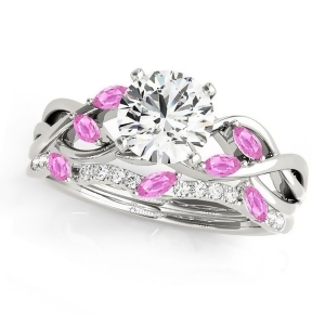 Twisted Round Pink Sapphires and Diamonds Bridal Sets Palladium 0.73ct - All