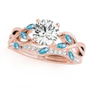 Twisted Round Blue Topazes and Diamonds Bridal Sets 14k Rose Gold 1.73ct - All