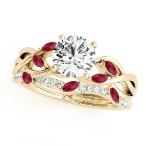 Twisted Round Rubies and Diamonds Bridal Sets 14k Yellow Gold 1.73ct - All