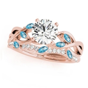Twisted Round Blue Topazes and Diamonds Bridal Sets 14k Rose Gold 0.73ct - All