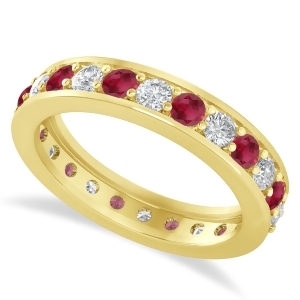 Diamond and Ruby Eternity Wedding Band 14k Yellow Gold 1.44ct - All