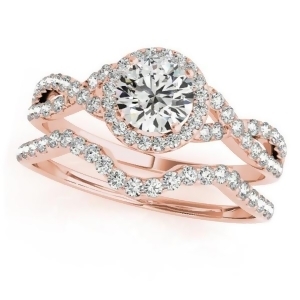 Twisted Round Moissanite Bridal Sets 18k Rose Gold 0.57ct - All