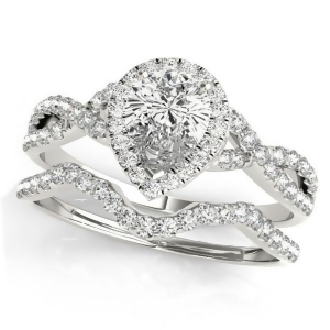 Twisted Pear Moissanite Bridal Sets 14k White Gold 1.57ct - All