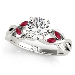 Twisted Round Rubies and Moissanite Engagement Ring Platinum 1.50ct - All