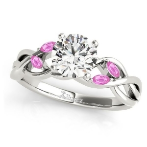 Twisted Round Pink Sapphires and Moissanite Engagement Ring Platinum 1.50ct - All