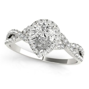 Twisted Pear Moissanite Engagement Ring Platinum 1.00ct - All
