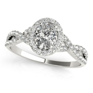 Twisted Oval Moissanite Engagement Ring Platinum 2.00ct - All