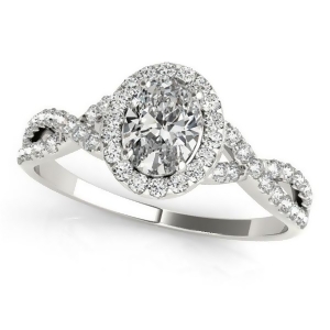 Twisted Oval Moissanite Engagement Ring Platinum 1.50ct - All