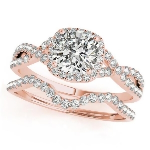 Twisted Cushion Moissanite Bridal Sets 18k Rose Gold 1.07ct - All