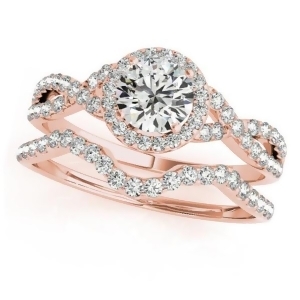 Twisted Round Moissanite Bridal Sets 18k Rose Gold 1.07ct - All