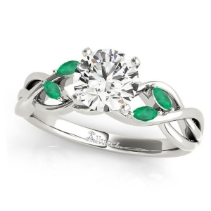 Twisted Round Emeralds and Moissanite Engagement Ring Platinum 1.50ct - All
