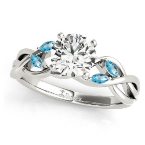 Twisted Round Blue Topazes and Moissanite Engagement Ring Platinum 1.50ct - All