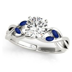 Twisted Round Blue Sapphires and Moissanite Engagement Ring Platinum 1.50ct - All