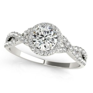 Twisted Round Moissanite Engagement Ring Platinum 1.50ct - All